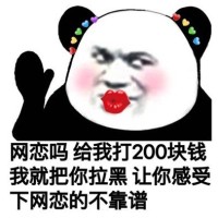 涂着口红的熊猫头：网恋吗 给我打钱200块 我就把你拉黑 让你感受下网恋的不靠谱