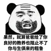 满脸胡子的熊猫头：果然，就算爸爸给了你良好的教养也阻止不了你与生俱来的粗鲁