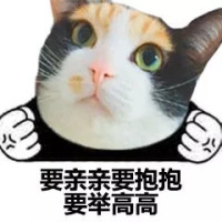 猫脸熊猫人表情包-要亲亲要抱抱要举高高